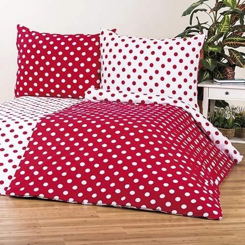 Bavlnené obliečky s červenými bodkami