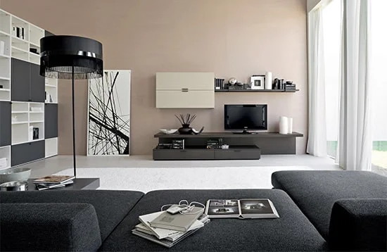 Minimalisticka obyvacia stena