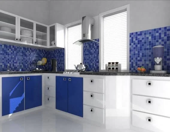 Moderna sektorova kuchyna - modra