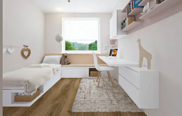 Moderná biela detská izba