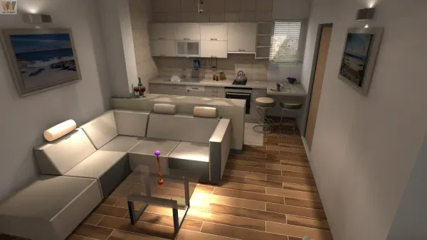 Obývačka s kuchyňou